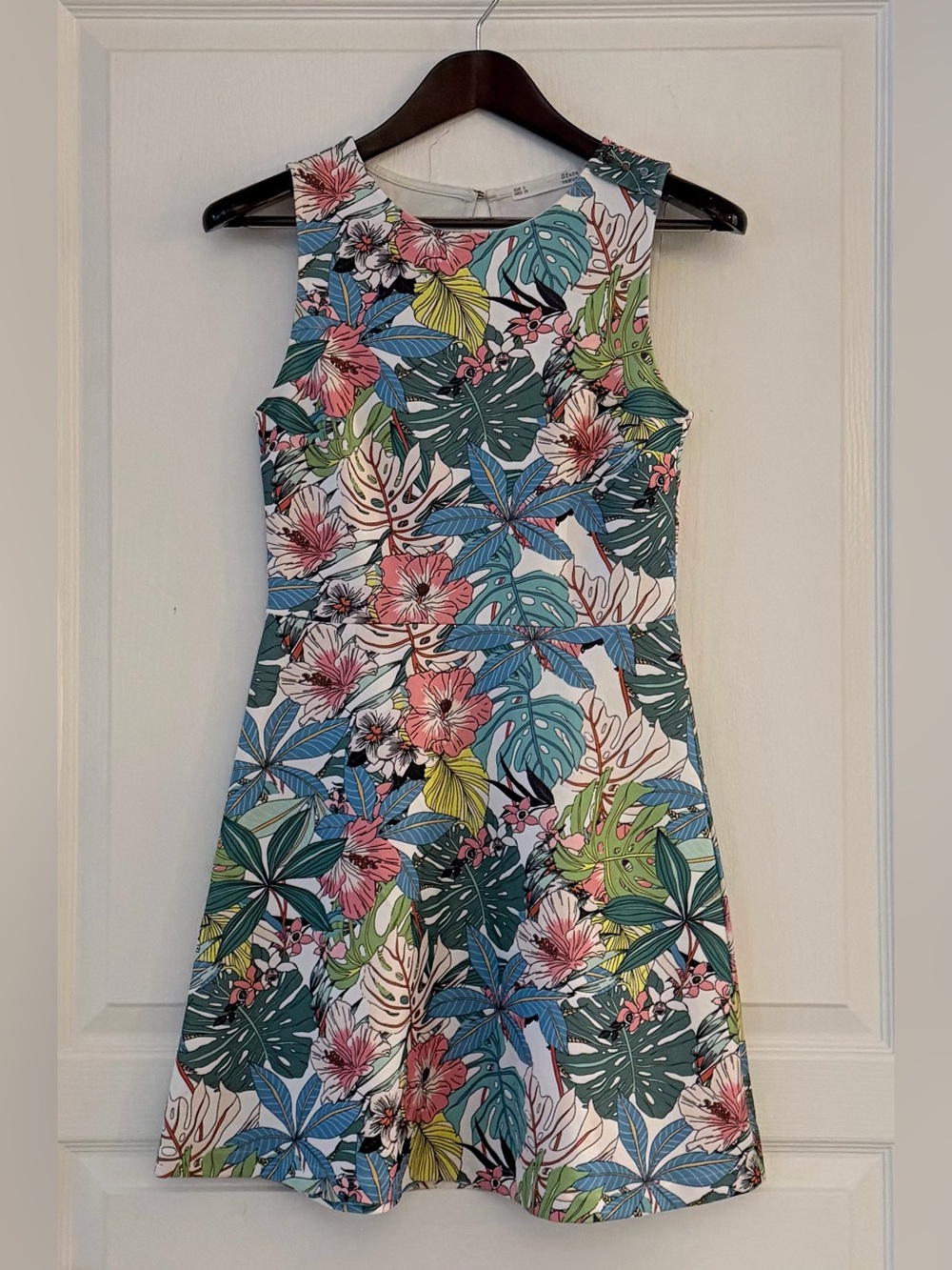 SFERRA Tropical Floral Mini Dress - Pink, Blue & Green